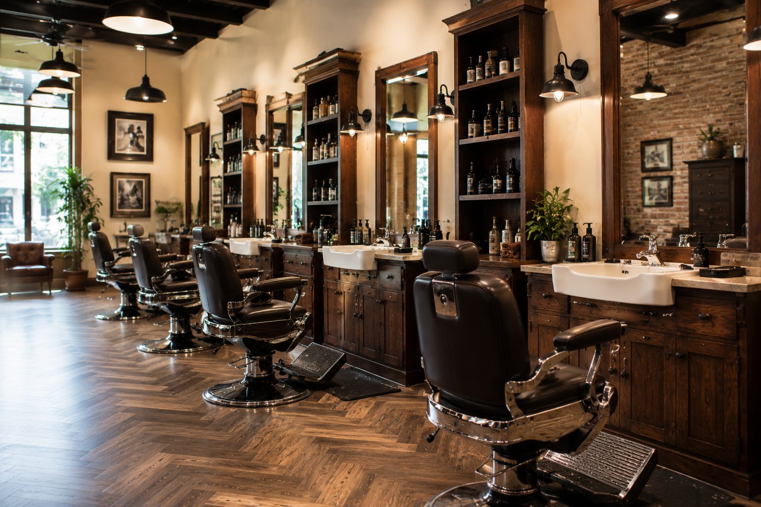 Research-driven barber shop and hair salon interior